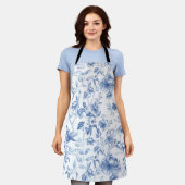 Blauw, porselein, blauw porselein, bloementoilet,  schort (Gedragen)