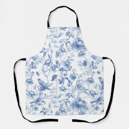 Blauw, porselein, blauw porselein, bloementoilet, schort