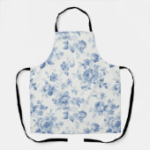 Blauw, porselein, blauw porselein, bloementoilet, schort (Voorkant)