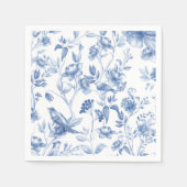 Blauw, porselein, blauw porselein, bloementoilet,  servet (Voorkant)