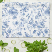 Blauw, porselein, blauw porselein, bloementoilet,  theedoek (Gevouwen)