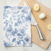 Blauw, porselein, blauw porselein, bloementoilet,  theedoek (Quarter Fold)