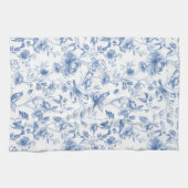 Blauw, porselein, blauw porselein, bloementoilet,  theedoek (Horizontaal)