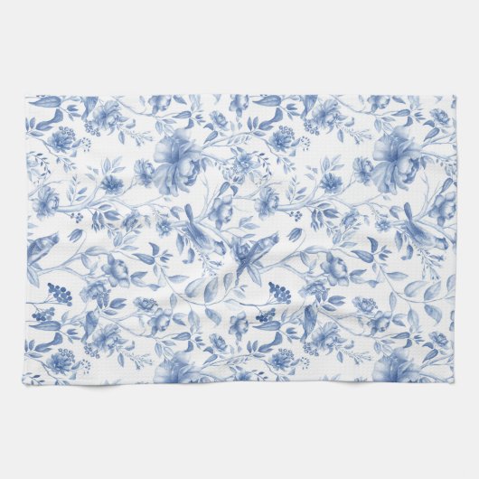 Blauw, porselein, blauw porselein, bloementoilet,  theedoek (Horizontaal)