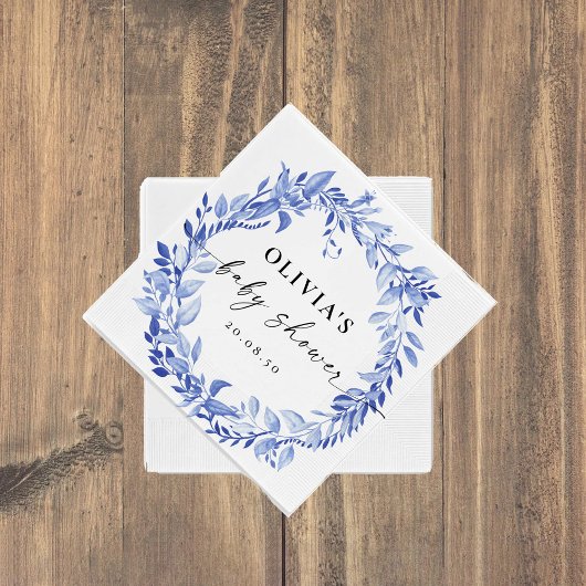 Blauw Porselein Bloem Boeken Papieren Servetten