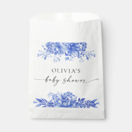 Blauw Porselein Bloemen Baby shower Favor Bag Bedankzakje
