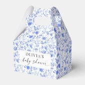 Blauw Porselein Bloemen Baby shower Favor Box Bedankdoosjes (Achterkant)