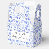 Blauw Porselein Bloemen Baby shower Favor Box Bedankdoosjes (Geopend)