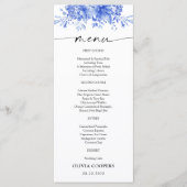 Blauw Porselein Bloemen Baby shower Menu (Voorkant)