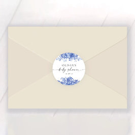 Blauw Porselein Bloemen Baby shower Sticker