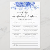 Blauw Porselein Bloemen Baby shower Voorspellingen (Voorkant)