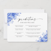 Blauw Porselein Bloemen Baby shower Voorspellingen Kaart (Voorkant)
