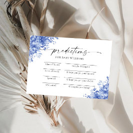 Blauw Porselein Bloemen Baby shower Voorspellingen Kaart