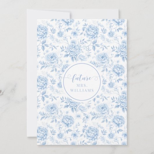 Blauw Porselein Bloemen Boho Arch Vrijgezellenfees Kaart (Achterkant)