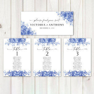 Blauw Porselein Bloemen Bruiloft Hoofd Tafel Teken