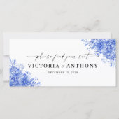 Blauw Porselein Bloemen Bruiloft Hoofd Tafel Teken (Voorkant)