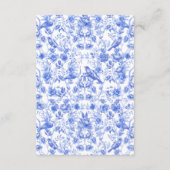 Blauw Porselein Bloemen Bruiloft Receptie Informatiekaartje (Achterkant)