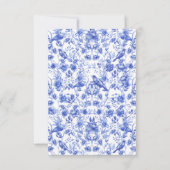 Blauw Porselein Bloemen Bruiloft RSVP Kaart (Achterkant)