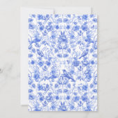 Blauw Porselein Bloemen Chinoiserie Bruiloft Kaart (Achterkant)