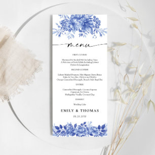 Blauw Porselein Bloemen Chinoiserie Bruiloft Menu