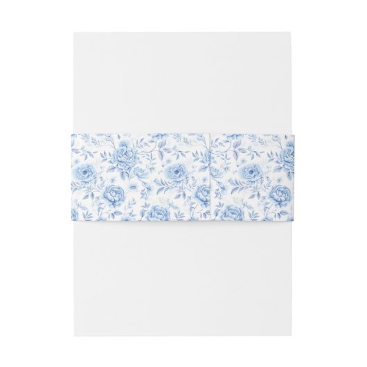 Blauw Porselein Bloemen Chinoiserie Bruiloft Uitnodigingen Wikkel (Achterkant Voorbeeld)
