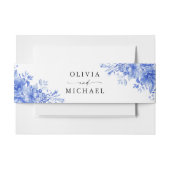 Blauw Porselein Bloemen Chinoiserie Bruiloft Uitnodigingen Wikkel (Voorkant Voorbeeld)