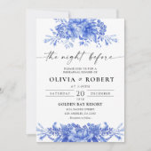 Blauw Porselein Bloemen Chinoiserie de avond ervoo Kaart (Voorkant)