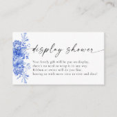 Blauw Porselein Bloemen Display Douche Informatiekaartje (Voorkant)