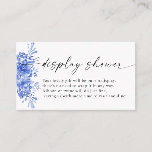 Blauw Porselein Bloemen Display Douche Informatiekaartje (Voorkant)