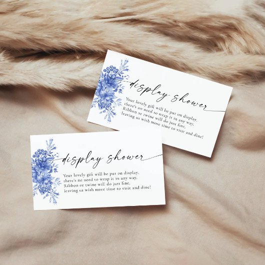 Blauw Porselein Bloemen Display Douche Informatiekaartje