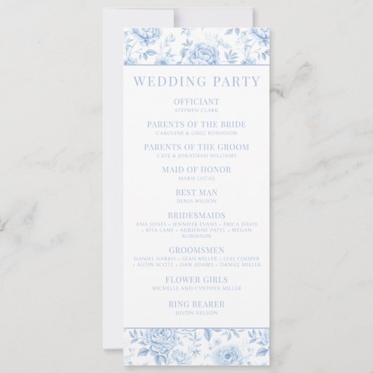 Blauw Porselein Bloemen Trouwprogramma Kaarten (Achterkant)