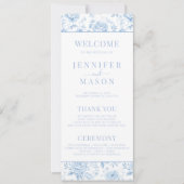 Blauw Porselein Bloemen Trouwprogramma Kaarten (Voorkant)