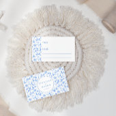 Blauw porselein bloemenfolk bruiloft Flat Place Ca Plaatskaartje