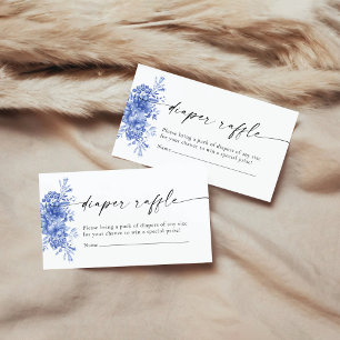 Blauw Porselein Bloemenluier Raffle Enclosure Kaar Informatiekaartje