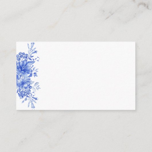 Blauw Porselein Bloemenluier Raffle Enclosure Kaar Informatiekaartje (Achterkant)