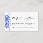 Blauw Porselein Bloemenluier Raffle Enclosure Kaar Informatiekaartje (Voorkant)
