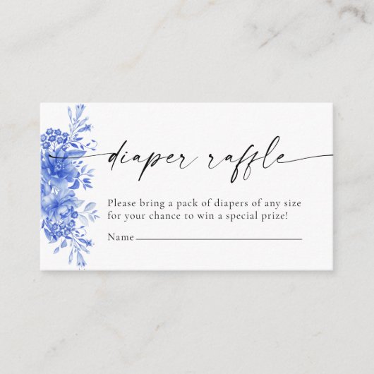 Blauw Porselein Bloemenluier Raffle Enclosure Kaar Informatiekaartje (Voorkant)