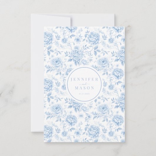 Blauw Porselein Bloementuin Bruiloft RSVP Kaarten (Achterkant)