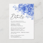 Blauw Porselein Bloemige Trouwdetails Informatiekaartje (Voorkant)