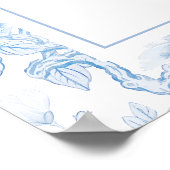 Blauw porselein boho arch bruiloft zitgrafiek poster (Hoek)