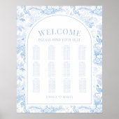 Blauw porselein boho arch bruiloft zitgrafiek poster (Voorkant)