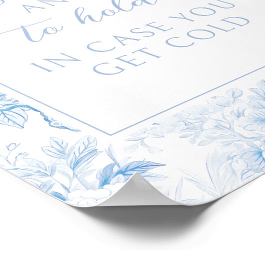 Blauw porselein boho bloemenbruiloft deken Poster (Hoek)