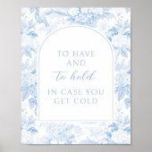 Blauw porselein boho bloemenbruiloft deken Poster (Voorkant)