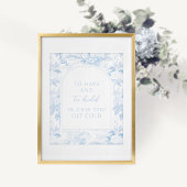 Blauw porselein boho bloemenbruiloft deken Poster