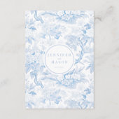 Blauw porselein boho bloemenbruiloft details kaart (Achterkant)