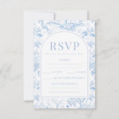 Blauw porselein boho bloemenbruiloft RSVP kaarten (Voorkant)