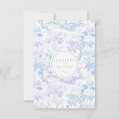 Blauw porselein boho bloemenbruiloft RSVP kaarten (Achterkant)