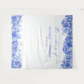 Blauw Porselein Bruiloft Achtergronden Wandkleed (Voorkant (horizontaal))