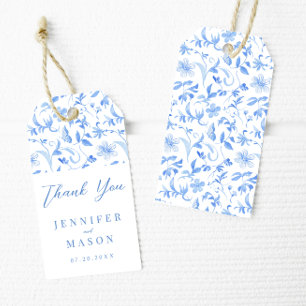 Blauw porselein bruiloft dank u cadeau gunst tags cadeaulabel