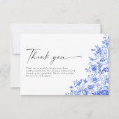 Blauw Porselein Bruiloft Flat Bedankkaart (Voorkant)